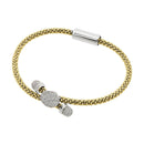 Closeout-Silver 925 Rhodium and Gold Plated Circle Micro Pave Clear CZ Beaded Italian Bracelet - ITB00170GP | Silver Palace Inc.
