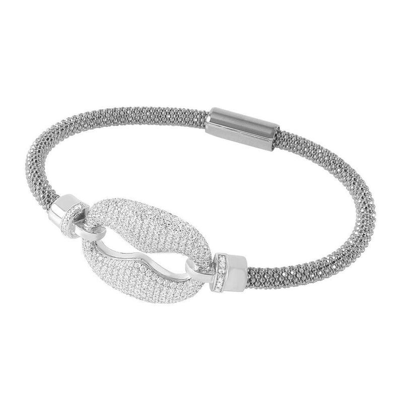 Closeout-Silver 925 Rhodium Plated CZ Link Italian Bracelet - ITB00186RH | Silver Palace Inc.