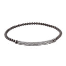 Closeout-Silver 925 Black Rhodium Plated CZ Bar Beaded Italian Bracelet - ITB00194BLK | Silver Palace Inc.