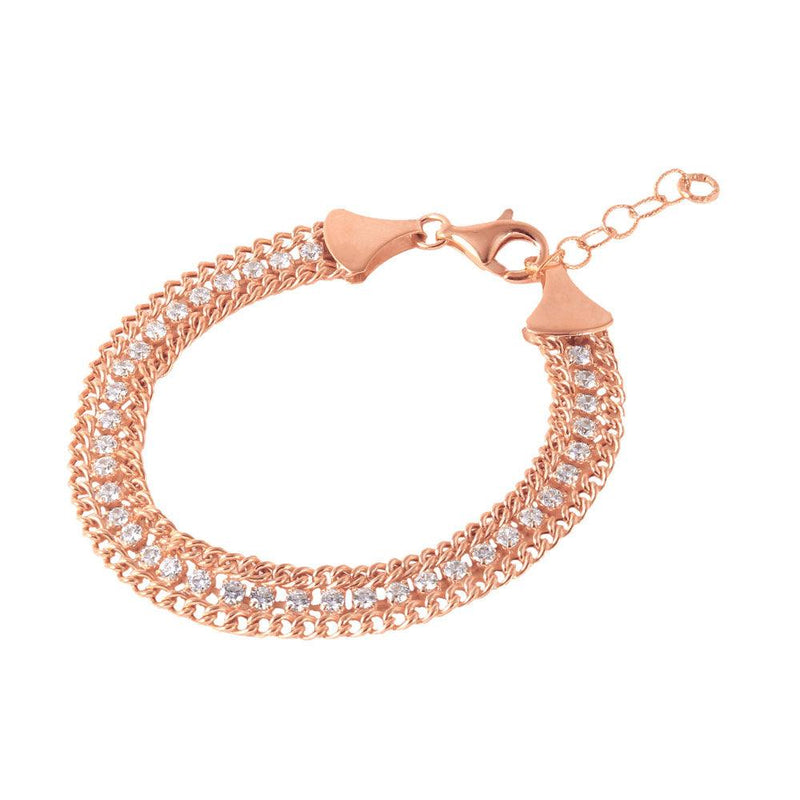Silver 925 Rose Gold Plated Italian Tennis CZ Bracelet - ITB00205RGP | Silver Palace Inc.