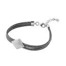 Silver 925 Black Rhodium Plated Italian Bracelet With Micro Pave CZ Diamond Shaped Accent - ITB00207BLK-RH | Silver Palace Inc.