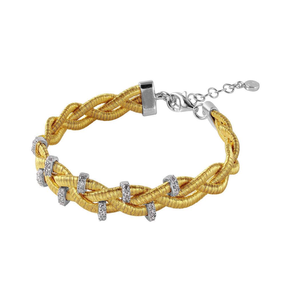 Silver 925 Gold Plated Braided Italian Bracelet with Small