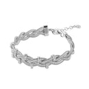 Silver 925 Rhodium Plated Braided Italian Bracelet with Small CZ Bar Accents - ITB00208RH | Silver Palace Inc.
