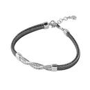Closeout-Silver 925 Black Rhodium Plated Italian Bracelet with Twisted CZ Inlay Accent - ITB00211BLK-RH | Silver Palace Inc.