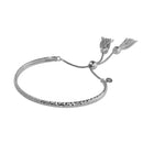 Silver 925 Rhodium Plated DC Cuff Lariat Bracelet with Dangling Tassel - ITB00213RH | Silver Palace Inc.