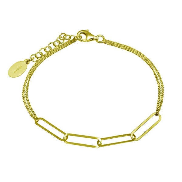 Silver 925 Gold Plated Thin Curb Link Chain Bracelet - ITB00313-GP | Silver Palace Inc.