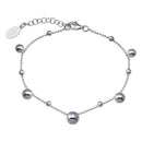 Rhodium Plated 925 Sterling Silver 11 Bead Charm Bead Link Chain Bracelet - ITB00316-RH | Silver Palace Inc.