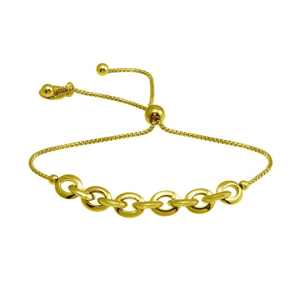Silver 925 Gold Plated Link Lariat Bracelet - ITB00317-GP | Silver Palace Inc.