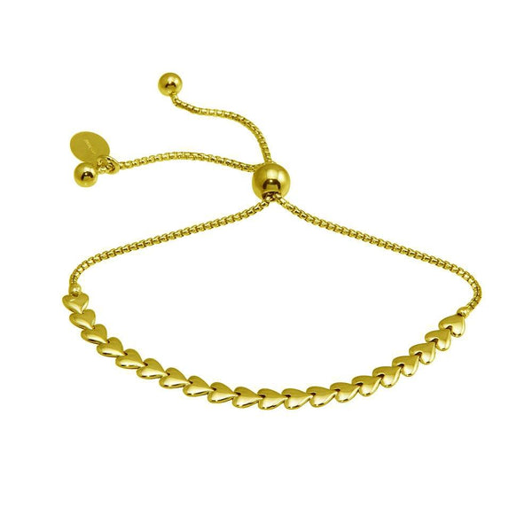 Silver 925 Gold Plated Heart Link Lariat Bracelet - ITB00319-GP | Silver Palace Inc.
