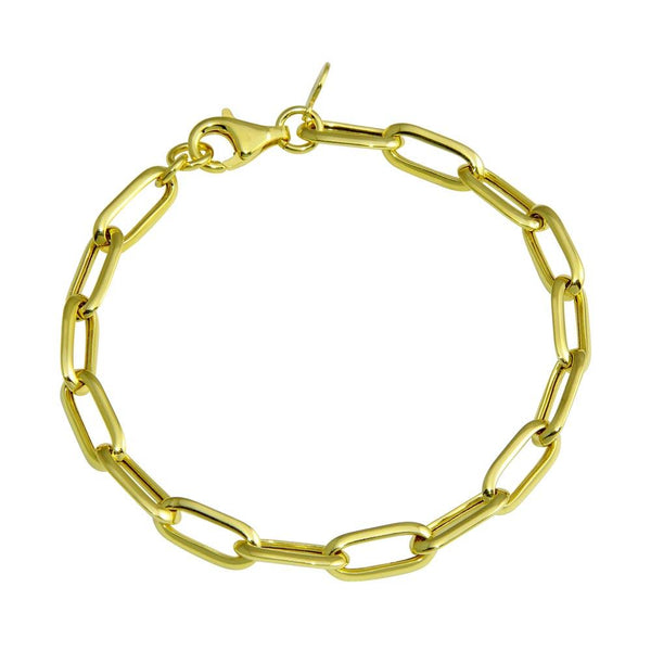 Silver 925 Gold Plated Paperclip Chain Bracelet - ITB00322-GP | Silver Palace Inc.
