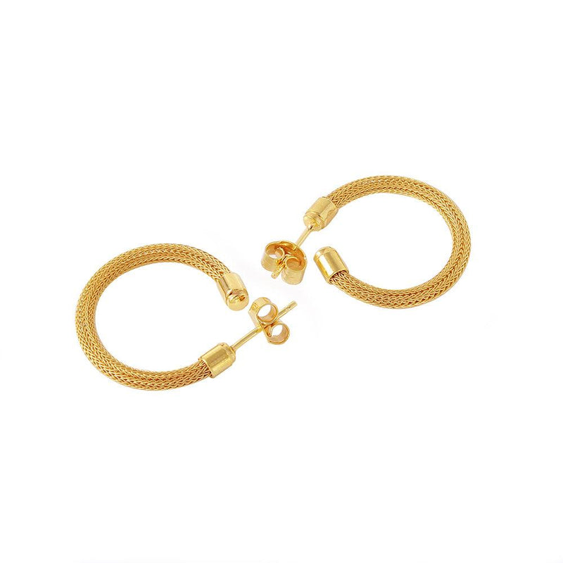 Closeout-Silver 925 Gold Plated Thin Hoop Earrings - ITE00062GP | Silver Palace Inc.
