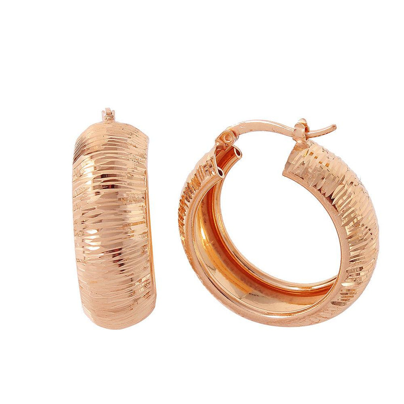 Silver 925 Rose Gold Plated Armadillo Hoop Earrings - ITE00066RGP | Silver Palace Inc.