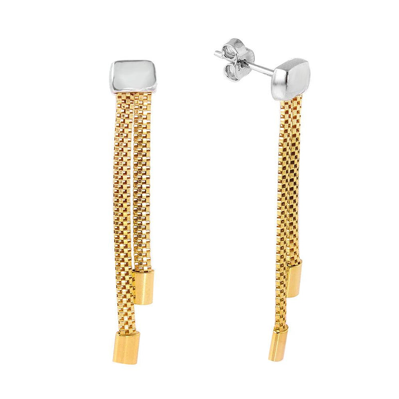 Silver 925 Gold Plated Dangling Earrings - ITE00067GP | Silver Palace Inc.