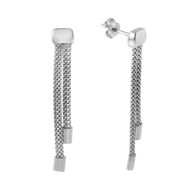 Silver 925 Rhodium Plated 2 Strand Dangling Earrings - ITE00067RH | Silver Palace Inc.