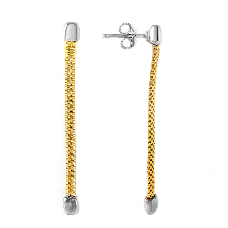 Silver 925 Gold Plated Dangling Single Strand Earrings - ITE00068GP | Silver Palace Inc.