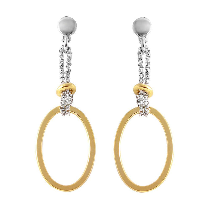 Silver 925 Gold Plated Dangling Open Oval Earrings - ITE00071GP | Silver Palace Inc.