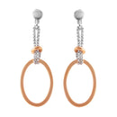 Silver 925 Rose Gold Plated Single Oval Earrings - ITE00071RGP | Silver Palace Inc.