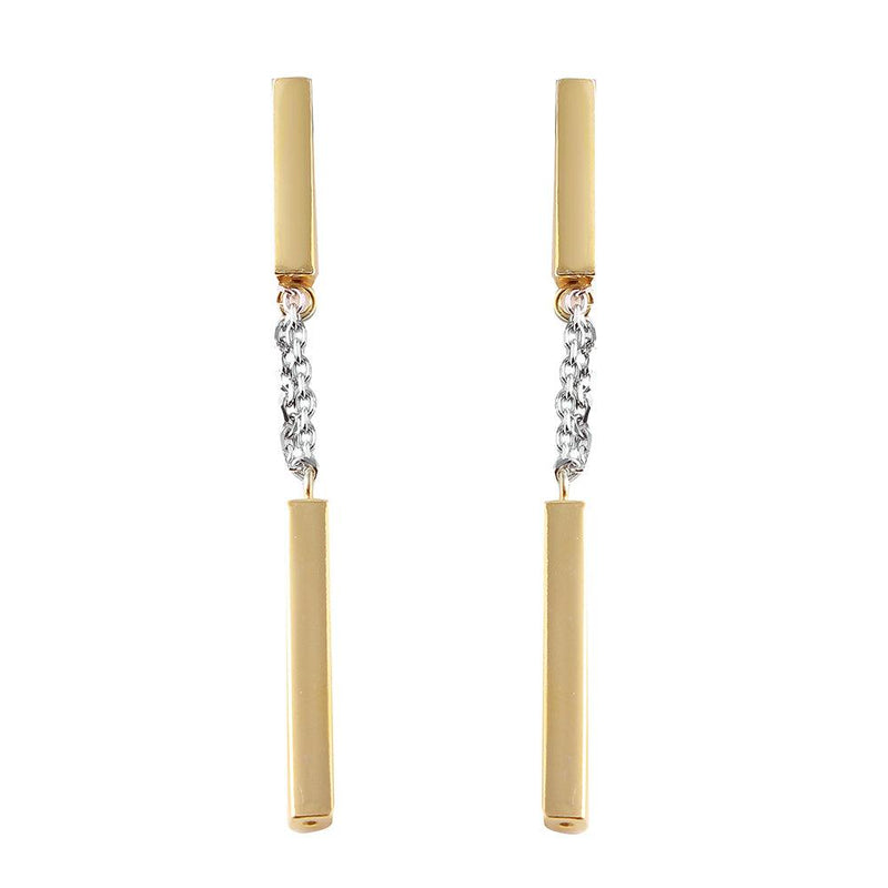 Silver 925 Gold Plated Danging Bar Earrings - ITE00072GP | Silver Palace Inc.