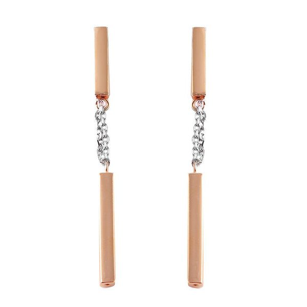 Silver 925 Rose Gold Plated Danging Bar Earrings - ITE00072RGP | Silver Palace Inc.