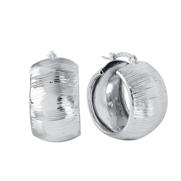 Silver 925 Rhodium Plated Thick Armadillo Earrings - ITE00075RH | Silver Palace Inc.