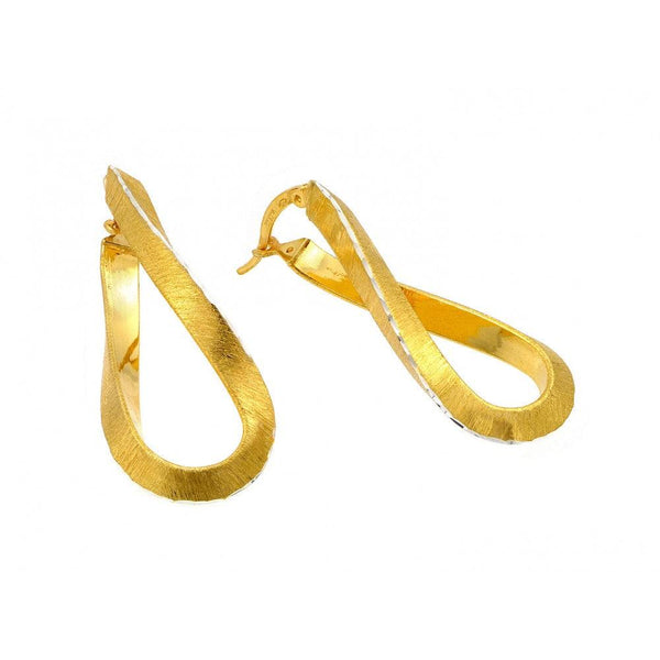 Silver 925 Gold Plated Twisted Italian Stud Earrings - ITE00076GP | Silver Palace Inc.