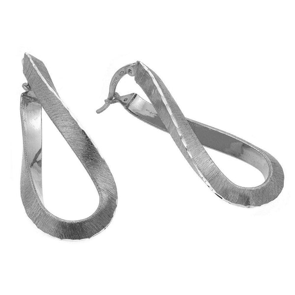 Silver 925 Rhodium Plated Twisted Italian Stud Earrings - ITE00076RH | Silver Palace Inc.