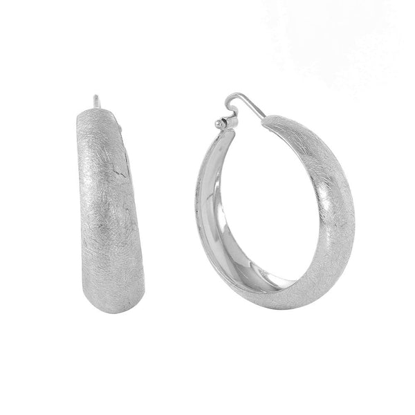 Silver 925 Rhodium Plated Hoop Earrings - ITE00079RHD | Silver Palace Inc.