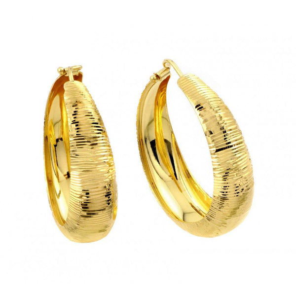 Silver 925 Gold Plated Hoop Earrings - ITE00080GP | Silver Palace Inc.