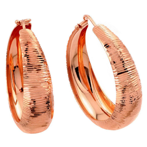 Silver 925 Rose Gold Plated Hoop Earrings - ITE00080RGP | Silver Palace Inc.