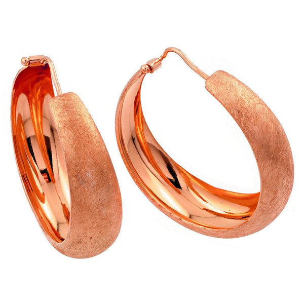 Silver 925 Rose Gold Plated Hoop Earrings - ITE00081RGP | Silver Palace Inc.
