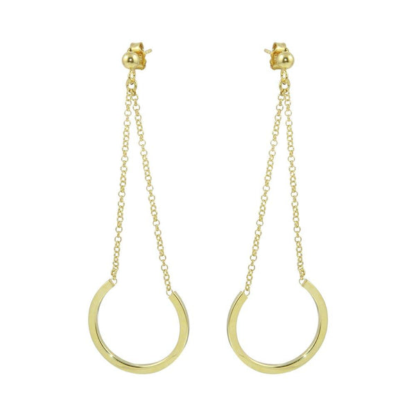 Silver 925 Gold Plated Dangling Earrings - ITE00085GP | Silver Palace Inc.