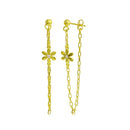 Silver 925 Gold Plated Dangling Flower CZ Earrings - ITE00087-GP | Silver Palace Inc.
