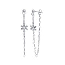 Rhodium Plated 925 Sterling Silver Dangling Flower CZ Earrings - ITE00087-RH | Silver Palace Inc.