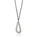 Closeout-Silver 925 Black Rhodium Plated Mesh Necklace and Dropped Mesh Teardrop with Filled CZ - ITN00077BLK | Silver Palace Inc.