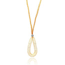 Closeout-Silver 925 Rose Gold Plated Mesh Necklace and Dropped Mesh Teardrop with Filled CZ - ITN00077RGP | Silver Palace Inc.