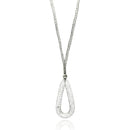 Closeout-Silver 925 Rhodium Plated Mesh Necklace and Dropped Mesh Teardrop with Filled CZ - ITN00077RH | Silver Palace Inc.
