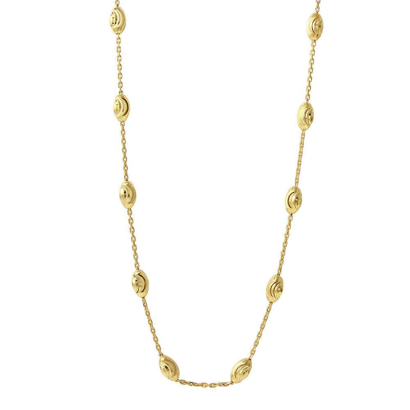 Silver 925 Diamond Cut Oval Gold Plated Italian Necklace - ITN00092GP-36 | Silver Palace Inc.