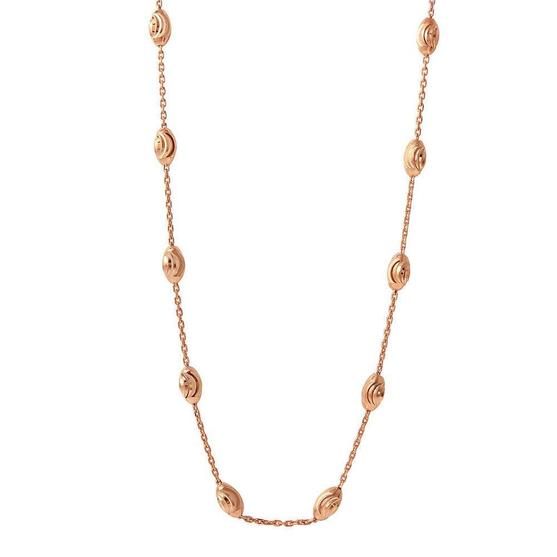 Silver 925 Diamond Cut Oval Rose Gold Plated Italian Necklace - ITN00092RGP-36 | Silver Palace Inc.