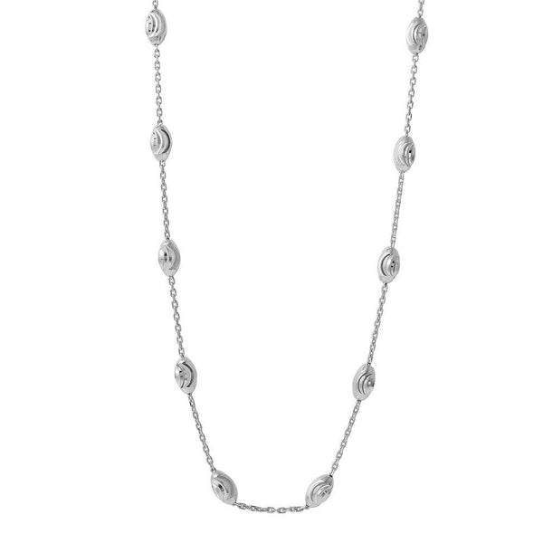 Silver 925 Diamond Cut Oval Rhodium Plated Italian Necklace - ITN00092RH-36 | Silver Palace Inc.