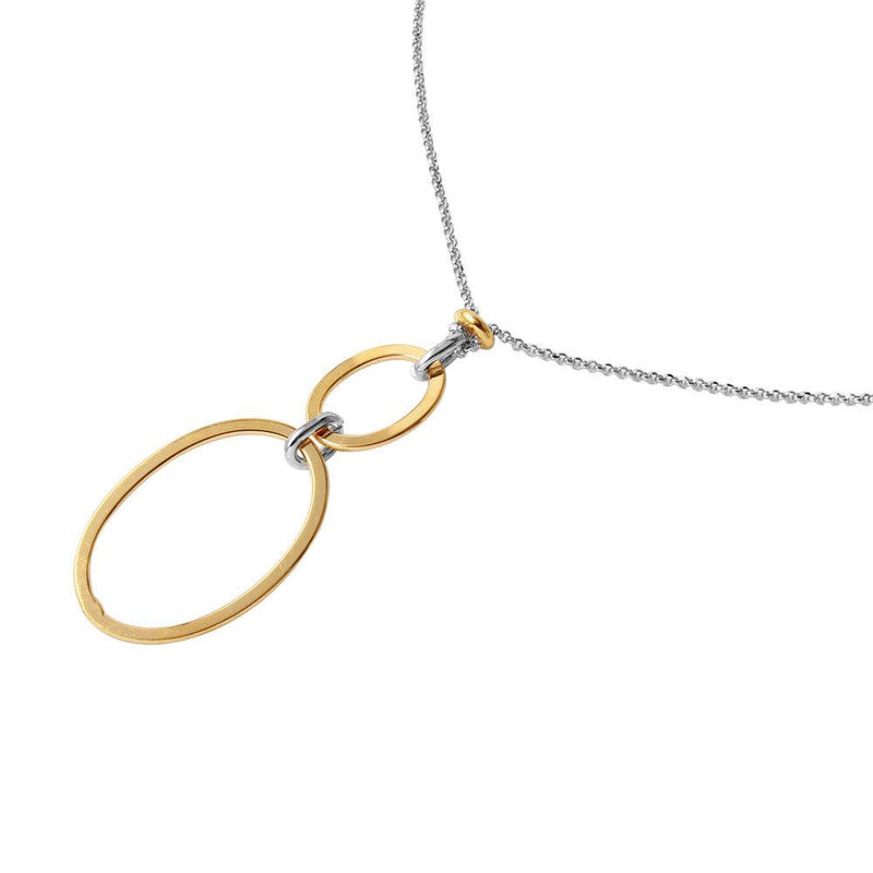 Silver 925 Chain Necklace with Gold Plated Dangling Loops Pendant - ITN00097RH-GP | Silver Palace Inc.