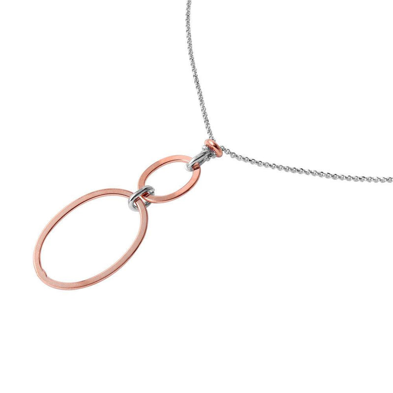 Silver 925 Chain Necklace with Rose Gold Plated Dangling Loops Pendant - ITN00097RH-RGP | Silver Palace Inc.