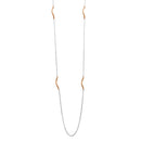 Closeout-Silver 925 Rose Gold Plated Curved Bar Long Necklace - ITN00103RH-RGP | Silver Palace Inc.