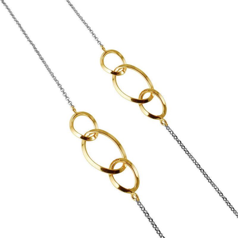 Silver 925 Chain Necklace with Gold Plated Intertwined Loops - ITN00113GP | Silver Palace Inc.