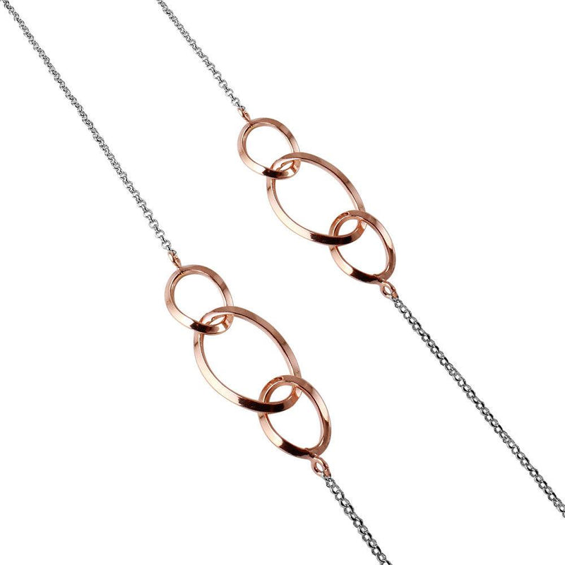 Silver 925 Chain Necklace with Rose Gold Plated Intertwined Loops - ITN00113RGP | Silver Palace Inc.