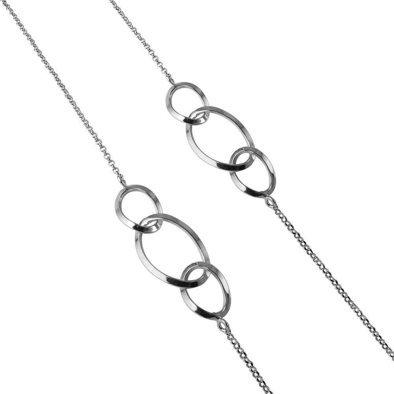 Silver 925 Chain Necklace with Rhodium Plated Intertwined Loops - ITN00113RH | Silver Palace Inc.