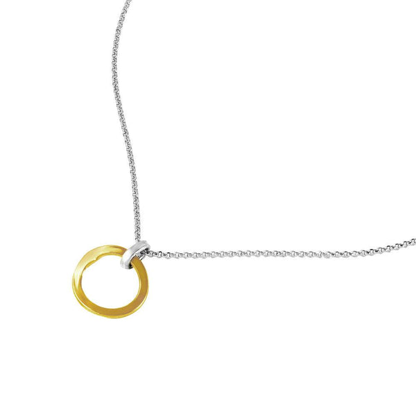 Silver 925 Chain Necklace with Gold Plated Single Loop Pendant - ITN00115RH-GP | Silver Palace Inc.
