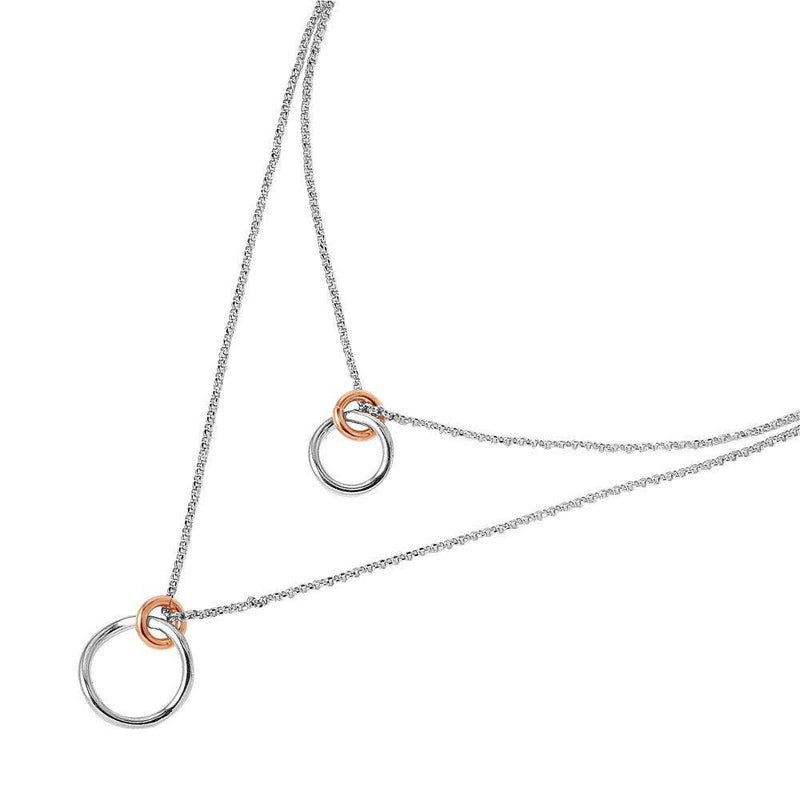 Silver 925 Rhodium Chain Necklace with Rose Gold Plated Links - ITN00116RH-RGP | Silver Palace Inc.