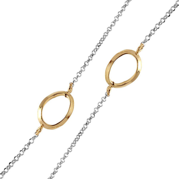 Silver 925 Chain Necklace with Curved Gold Plated Loops - ITN00117RH-GP | Silver Palace Inc.
