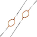 Silver 925 Chain Necklace with Curved Rose Gold Plated Loops - ITN00117RH-RGP | Silver Palace Inc.