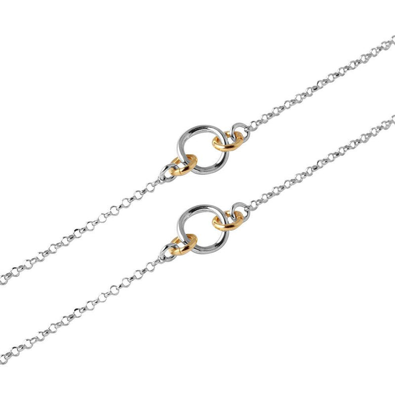 Silver 925 Chain Necklace with Interlocking Gold Plated Loops - ITN00118RH-GP | Silver Palace Inc.